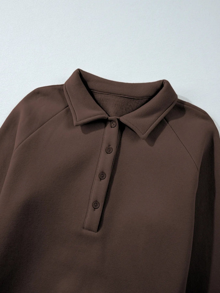 Collared Sweatshirt and High Waist Pants Active Set - Brown - M - 8ad4ddec9bd5436d99b453070411024c - Max - Origin - Tatoo Tee