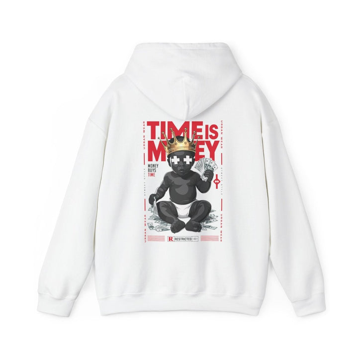 Cool Streetwear Hoodie - 'Time is Money' Graphic Sweatshirt for Trendsetters - Antique Sapphire - S - Cool Streetwear Hoodie - 'Time is Money' Graphic Sweatshirt for Trendsetters - Tatoo Tee