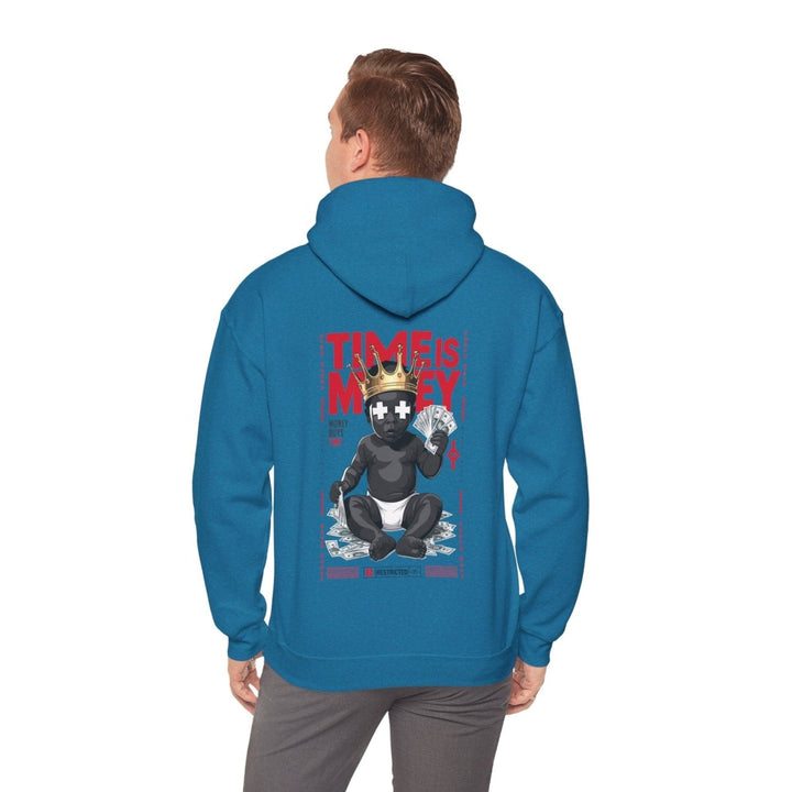 Cool Streetwear Hoodie - 'Time is Money' Graphic Sweatshirt for Trendsetters - Antique Sapphire - S - Cool Streetwear Hoodie - 'Time is Money' Graphic Sweatshirt for Trendsetters - Tatoo Tee