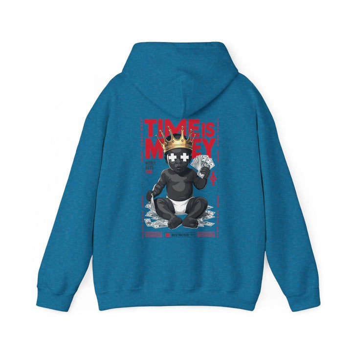 Cool Streetwear Hoodie - 'Time is Money' Graphic Sweatshirt for Trendsetters - Antique Sapphire - S - Cool Streetwear Hoodie - 'Time is Money' Graphic Sweatshirt for Trendsetters - Tatoo Tee