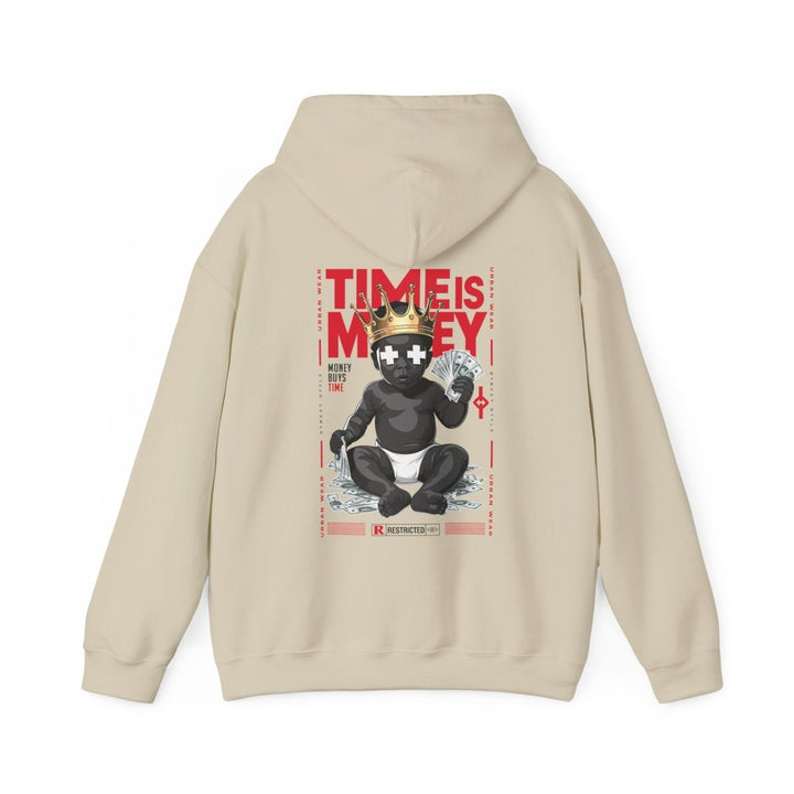 Cool Streetwear Hoodie - 'Time is Money' Graphic Sweatshirt for Trendsetters - Antique Sapphire - S - Cool Streetwear Hoodie - 'Time is Money' Graphic Sweatshirt for Trendsetters - Tatoo Tee