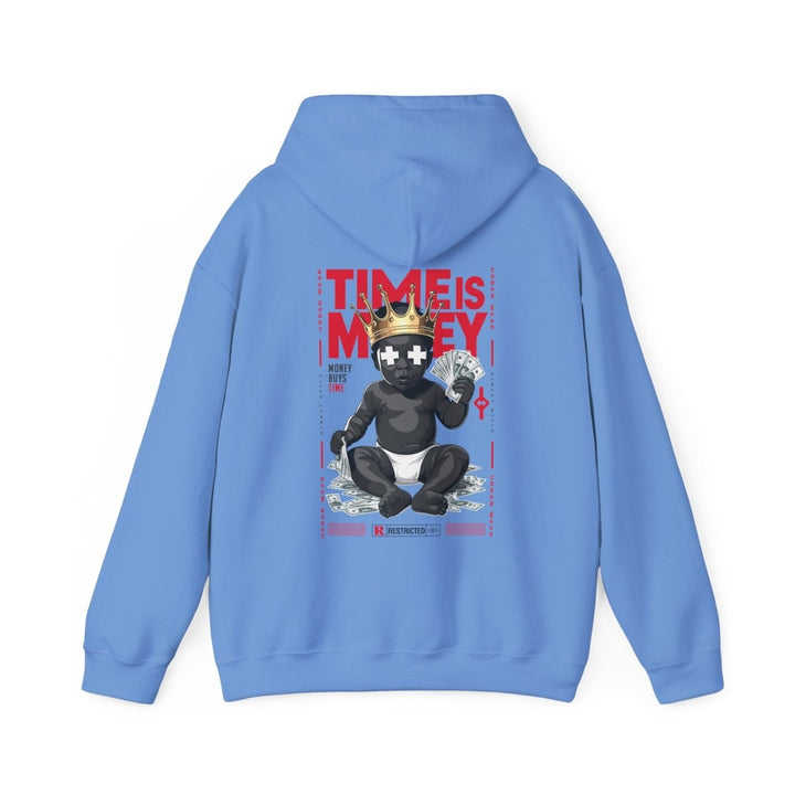 Cool Streetwear Hoodie - 'Time is Money' Graphic Sweatshirt for Trendsetters - Antique Sapphire - S - Cool Streetwear Hoodie - 'Time is Money' Graphic Sweatshirt for Trendsetters - Tatoo Tee
