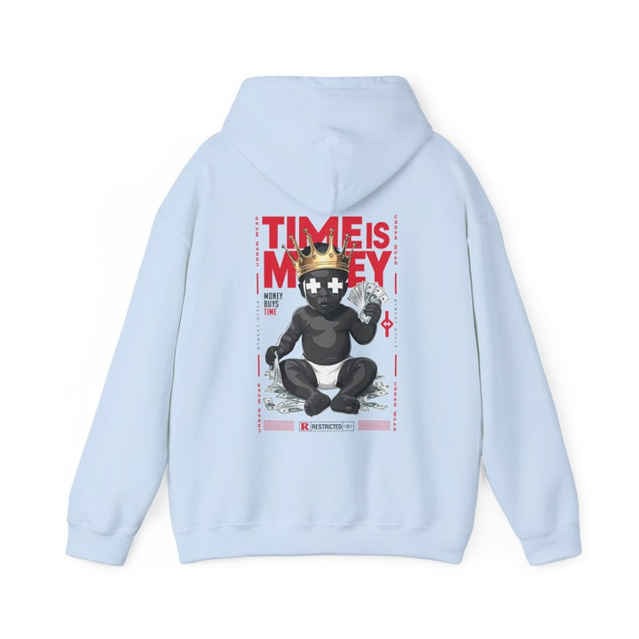 Cool Streetwear Hoodie - 'Time is Money' Graphic Sweatshirt for Trendsetters - Antique Sapphire - S - Cool Streetwear Hoodie - 'Time is Money' Graphic Sweatshirt for Trendsetters - Tatoo Tee