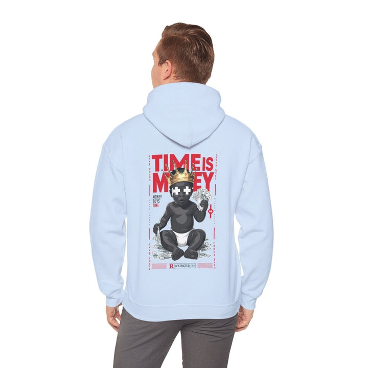 Cool Streetwear Hoodie - 'Time is Money' Graphic Sweatshirt for Trendsetters - Light Blue - S - Cool Streetwear Hoodie - 'Time is Money' Graphic Sweatshirt for Trendsetters - Tatoo Tee