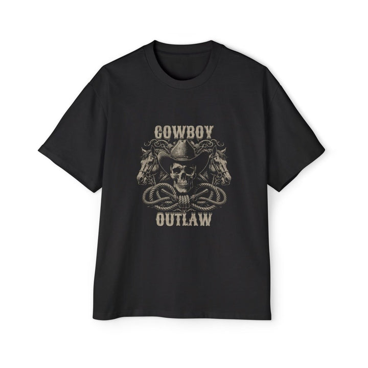 Cowboy Outlaw Oversized Tee - Heavyweight Graphic T-Shirt for Men - S - Black - Cowboy Outlaw Oversized Tee - Heavyweight Graphic T-Shirt for Men - Tatoo Tee
