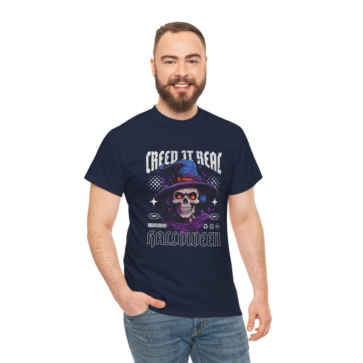 Creep It Real Halloween Tee - Unisex Heavy Cotton T-Shirt - Cardinal Red - S - Creep It Real Halloween Tee - Unisex Heavy Cotton T-Shirt - Tatoo Tee