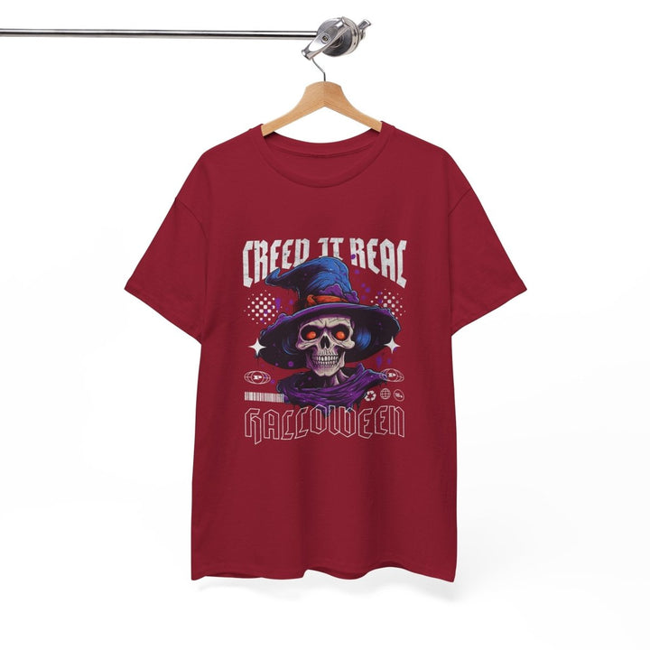Creep It Real Halloween Tee - Unisex Heavy Cotton T-Shirt - Cardinal Red - S - Creep It Real Halloween Tee - Unisex Heavy Cotton T-Shirt - Tatoo Tee