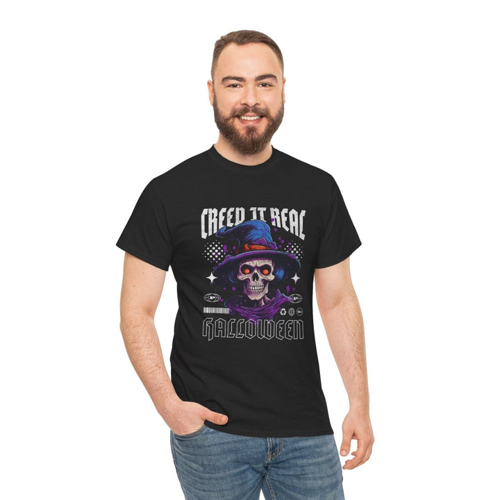 Creep It Real Halloween Tee - Unisex Heavy Cotton T-Shirt - Cardinal Red - S - Creep It Real Halloween Tee - Unisex Heavy Cotton T-Shirt - Tatoo Tee