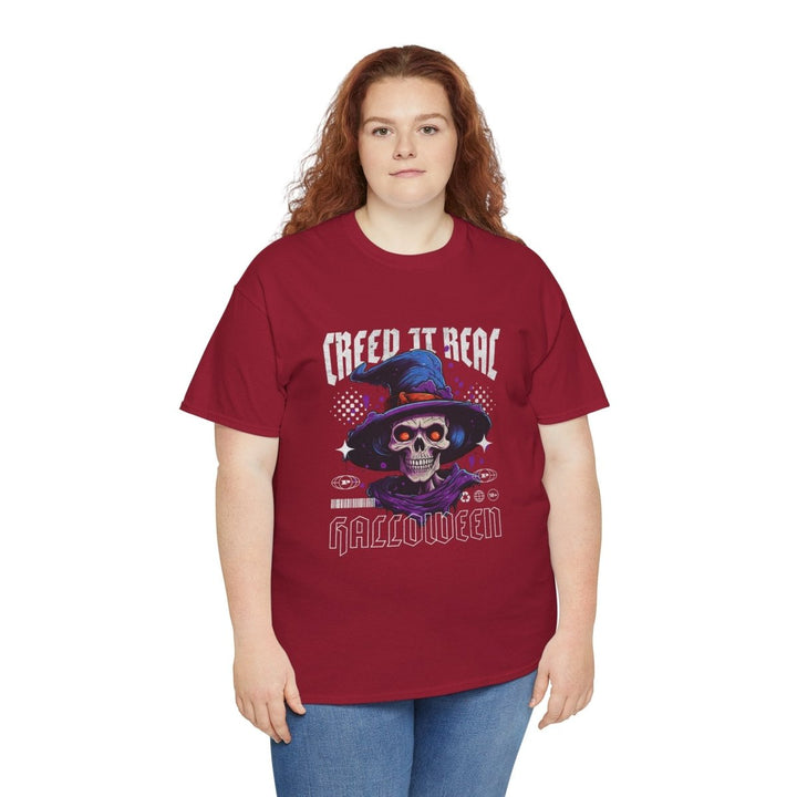 Creep It Real Halloween Tee - Unisex Heavy Cotton T-Shirt - Cardinal Red - S - Creep It Real Halloween Tee - Unisex Heavy Cotton T-Shirt - Tatoo Tee