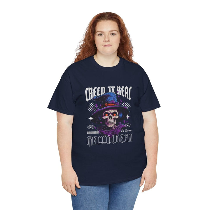 Creep It Real Halloween Tee - Unisex Heavy Cotton T-Shirt - Navy - S - Creep It Real Halloween Tee - Unisex Heavy Cotton T-Shirt - Tatoo Tee