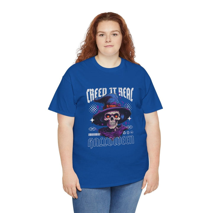 Creep It Real Halloween Tee - Unisex Heavy Cotton T-Shirt - Royal - S - Creep It Real Halloween Tee - Unisex Heavy Cotton T-Shirt - Tatoo Tee