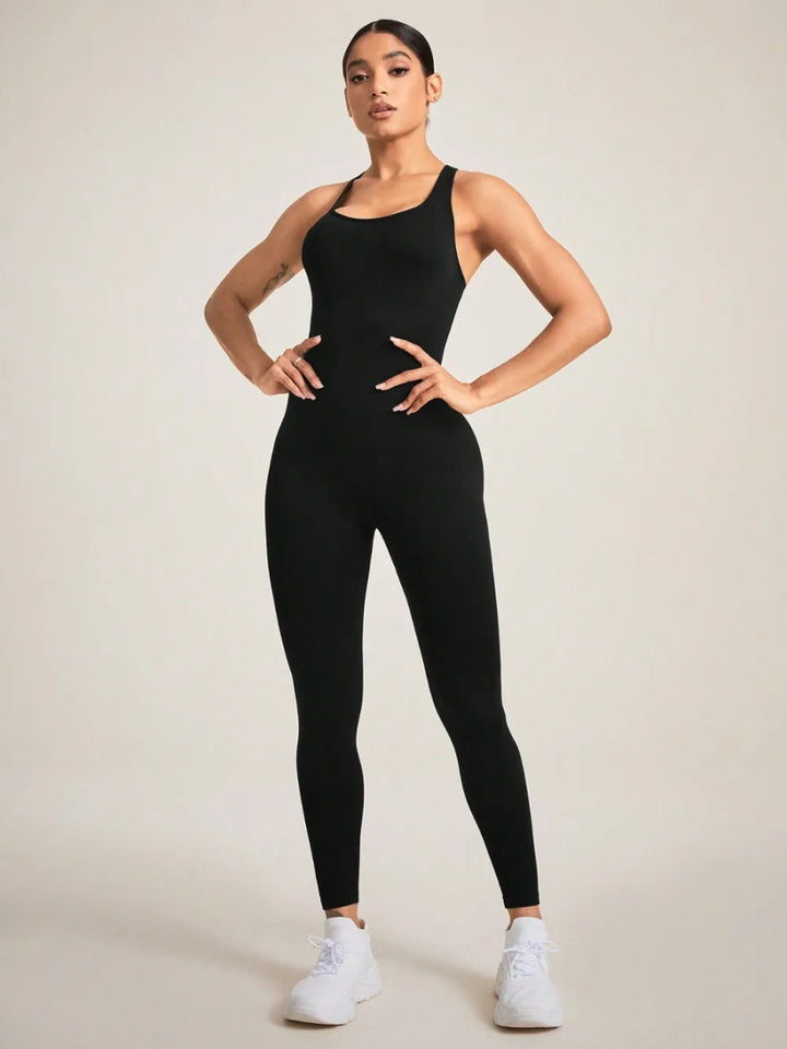 Crisscross Back Sleeveless Active Jumpsuit - Black - S - 0ef9499a - 293e - 4411 - ab15 - 9b6ffe230fd2 - Max - Tatoo Tee