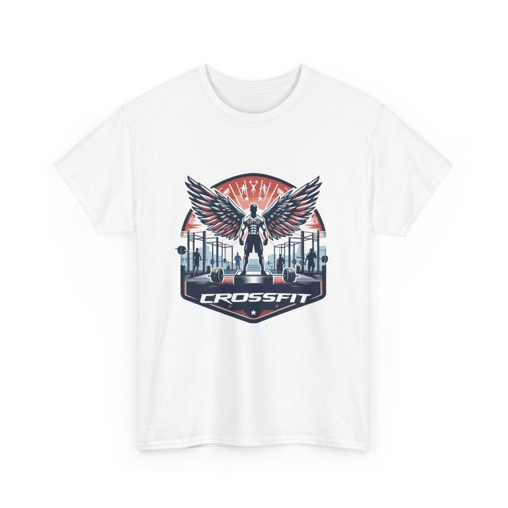 CrossFit Wings Unisex Heavy Cotton Tee - Gym Workout Shirt - Cobalt - S - CrossFit Wings Unisex Heavy Cotton Tee - Gym Workout Shirt - Tatoo Tee