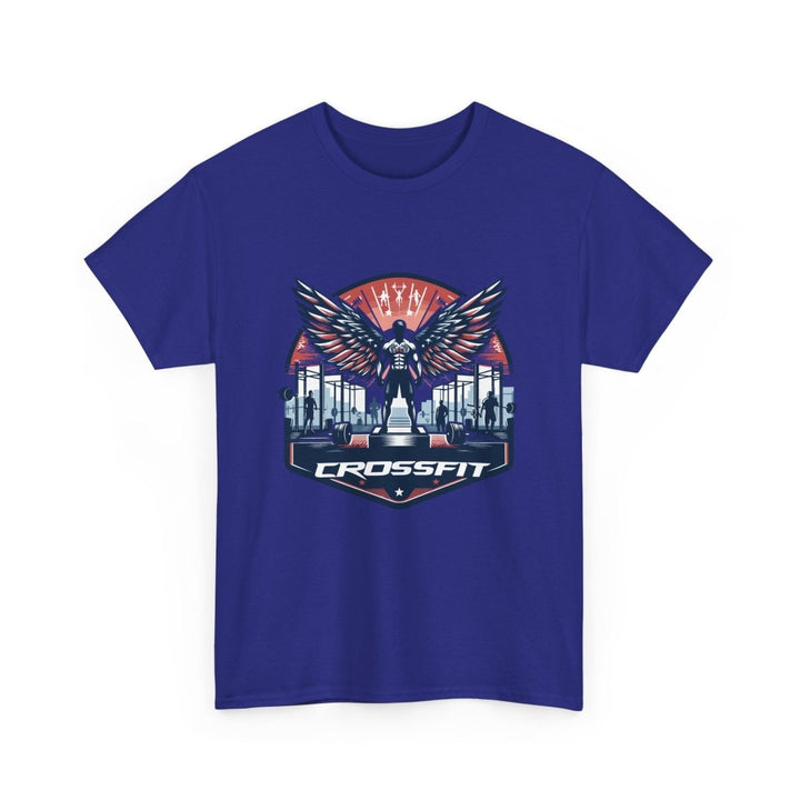 CrossFit Wings Unisex Heavy Cotton Tee - Gym Workout Shirt - Cobalt - S - CrossFit Wings Unisex Heavy Cotton Tee - Gym Workout Shirt - Tatoo Tee