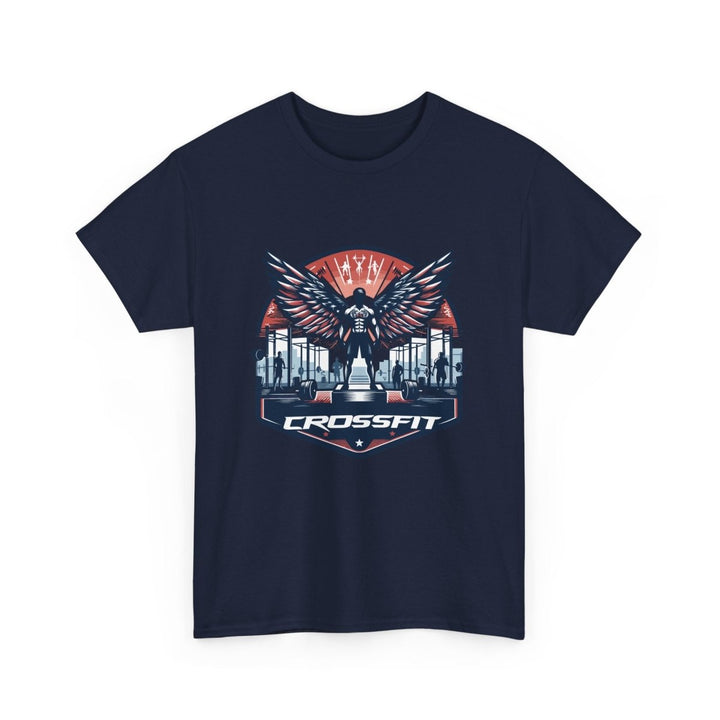 CrossFit Wings Unisex Heavy Cotton Tee - Gym Workout Shirt - Cobalt - S - CrossFit Wings Unisex Heavy Cotton Tee - Gym Workout Shirt - Tatoo Tee