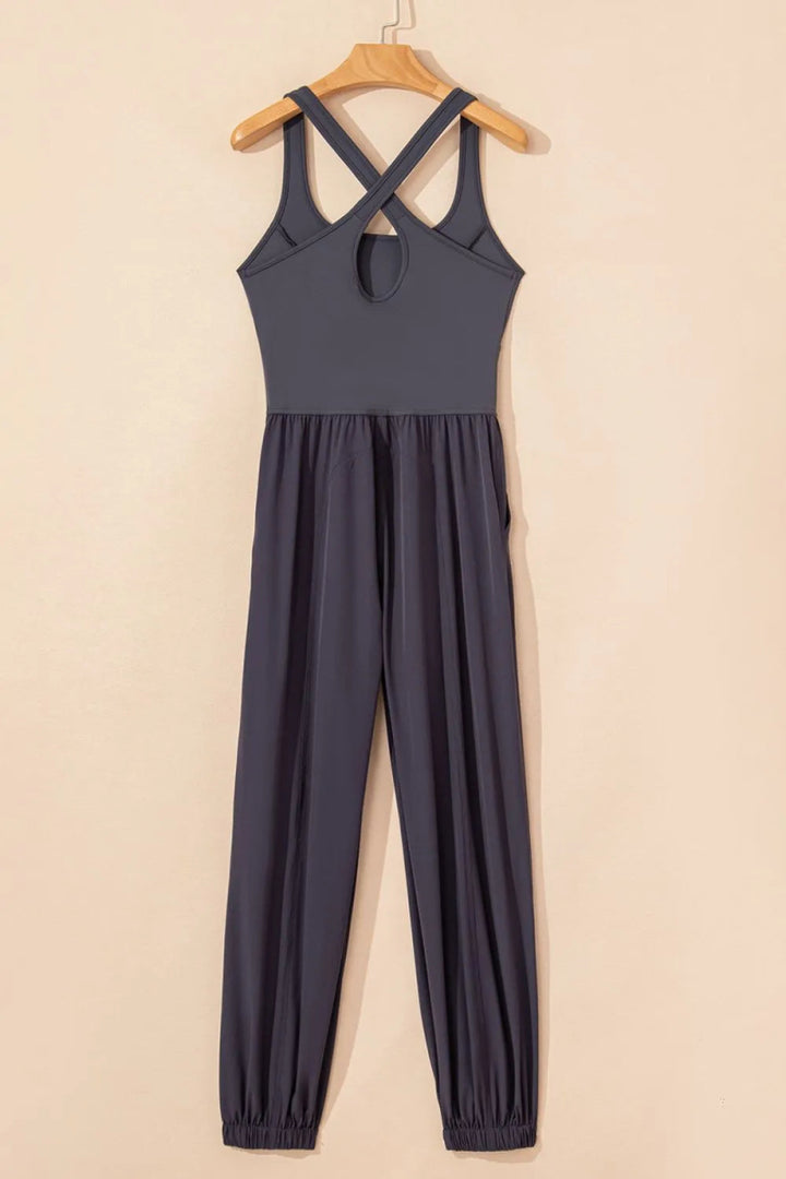 Cutout Square Neck Wide Strap Active Jumpsuit - Dark Gray - M - 8dd8584b - 188d - 4eef - 8d13 - f9956a7f6fd7 - Max - Tatoo Tee