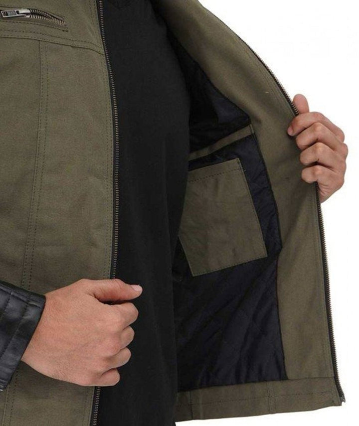 Darrell Green and Black Mens Cafe Racer Jacket - Male - XS - Darrell Green and Black Mens Cafe Racer Jacket - Tatoo Tee