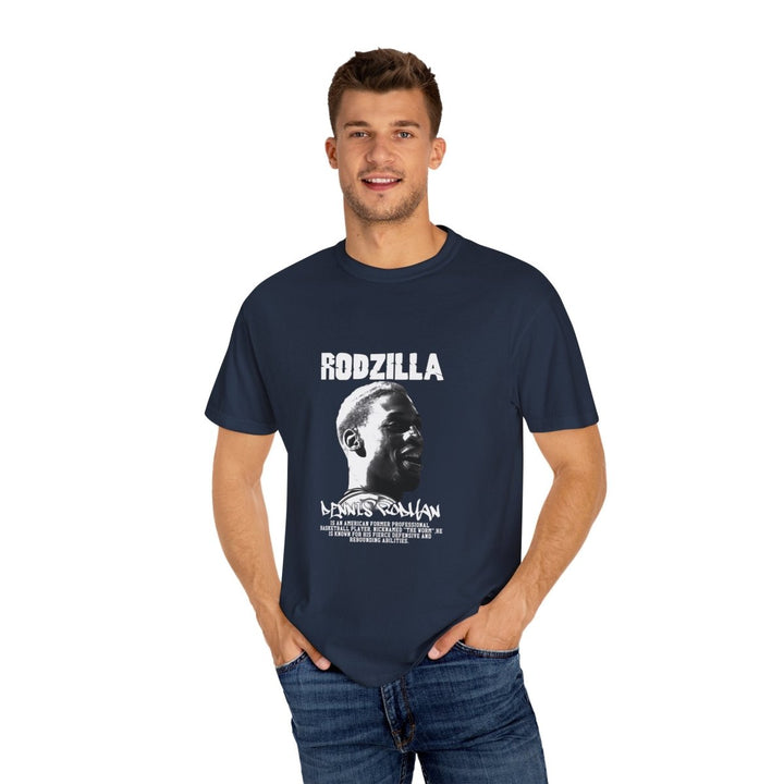 Dennis Rodman Rodzilla Unisex Garment - Dyed T-Shirt, Vintage Sports Tee, Retro Basketball Shirt - Navy - S - Dennis Rodman Rodzilla Unisex Garment - Dyed T-Shirt, Vintage Sports Tee, Retro Basketball Shirt - Tatoo Tee