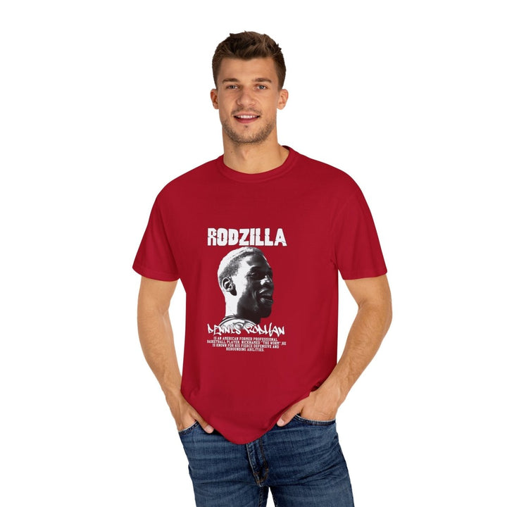 Dennis Rodman Rodzilla Unisex Garment - Dyed T-Shirt, Vintage Sports Tee, Retro Basketball Shirt - Red - S - Dennis Rodman Rodzilla Unisex Garment - Dyed T-Shirt, Vintage Sports Tee, Retro Basketball Shirt - Tatoo Tee