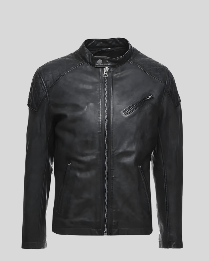 Dion Black Motorcycle Leather Jacket - XS - Dion Black Motorcycle Leather Jacket - Tatoo Tee