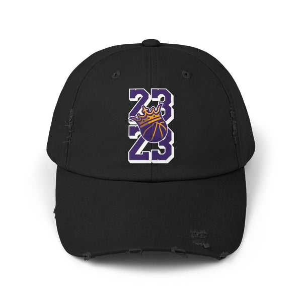 Distressed Cap - Basketball Vibe with 23 & Crown Design - Black - One size - Distressed Cap - Basketball Vibe with 23 & Crown Design - Tatoo Tee