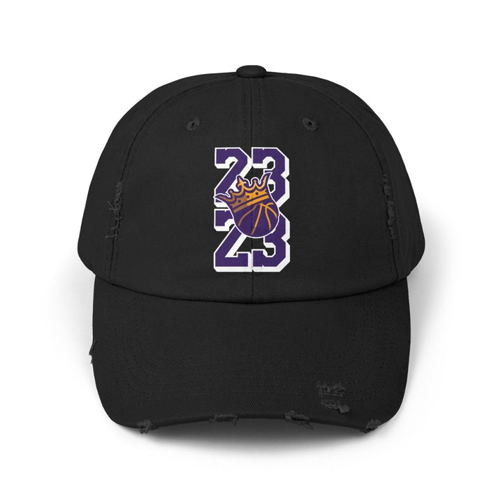 Distressed Cap - Basketball Vibe with 23 & Crown Design - Black - One size - Distressed Cap - Basketball Vibe with 23 & Crown Design - Tatoo Tee