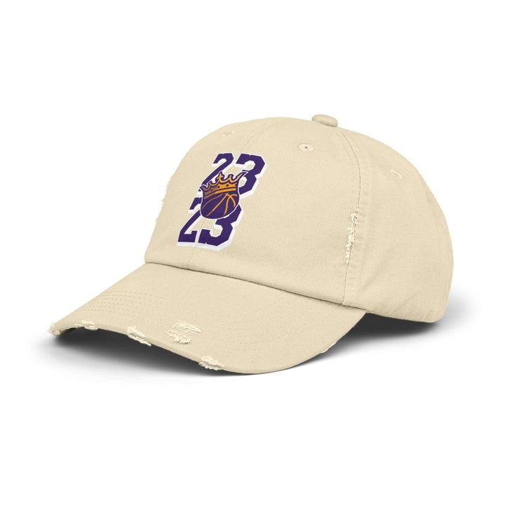 Distressed Cap - Basketball Vibe with 23 & Crown Design - Nickel - One size - Distressed Cap - Basketball Vibe with 23 & Crown Design - Tatoo Tee