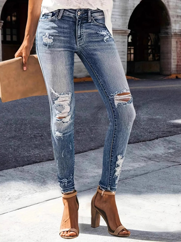Distressed Skinny Jeans - Medium - XS - e578ef06c9984605a318f6845ac1ea66 - Max - Origin - Tatoo Tee
