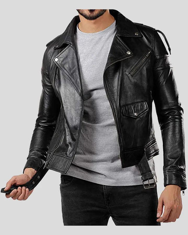 Donn Black Vintage Motorcycle Leather Jacket - XS - Donn Black Vintage Motorcycle Leather Jacket - Tatoo Tee