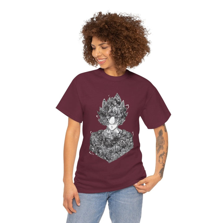 Dragon Ball Graphic Unisex Heavy Cotton Tee - Edgy and Artistic Style - Maroon - S - Dragon Ball Graphic Unisex Heavy Cotton Tee - Edgy and Artistic Style - Tatoo Tee
