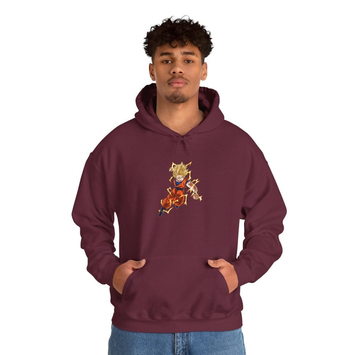 Dragon Ball Z Inspired Unisex Hoodie - Maroon - S - Dragon Ball Z Inspired Unisex Hoodie - Tatoo Tee