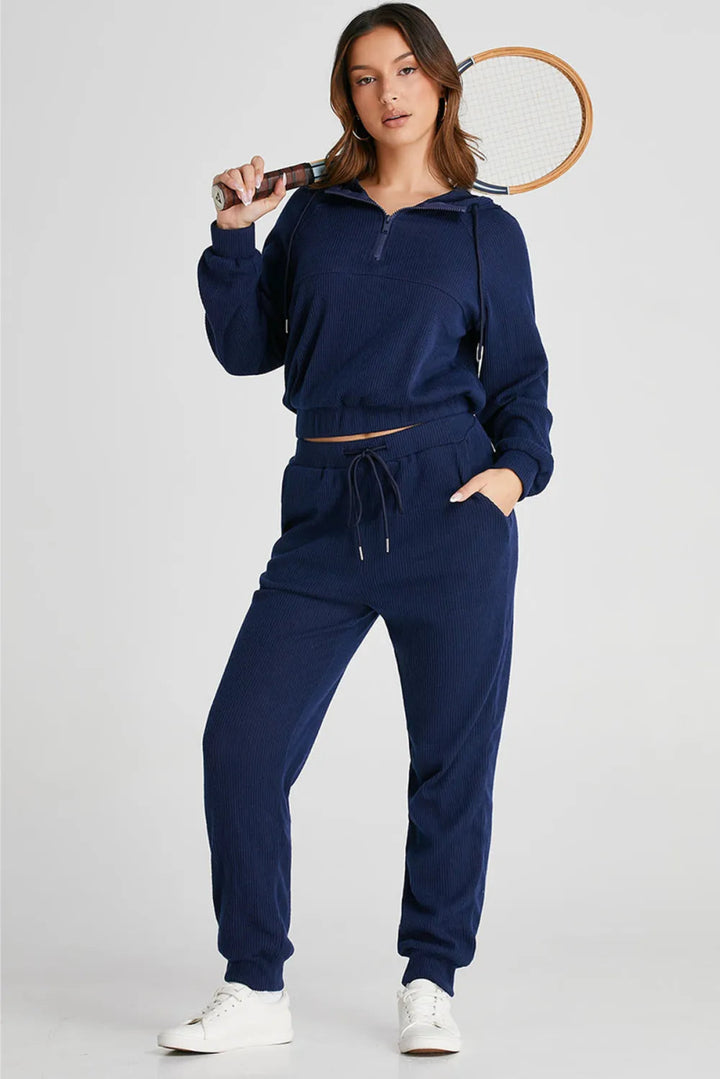 Drawstring Half Zip Hoodie and Joggers Active Set - Navy - S - 6f096d92 - a674 - 4c67 - a253 - b525f3db3169 - Max - Tatoo Tee