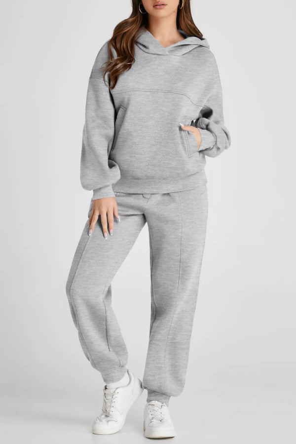 Dropped Shoulder Long Sleeve Hoodie and Pants Active Set - Gray - S - c8878f87 - d251 - 487e - 9df9 - 4fd91586d141 - Max - Tatoo Tee
