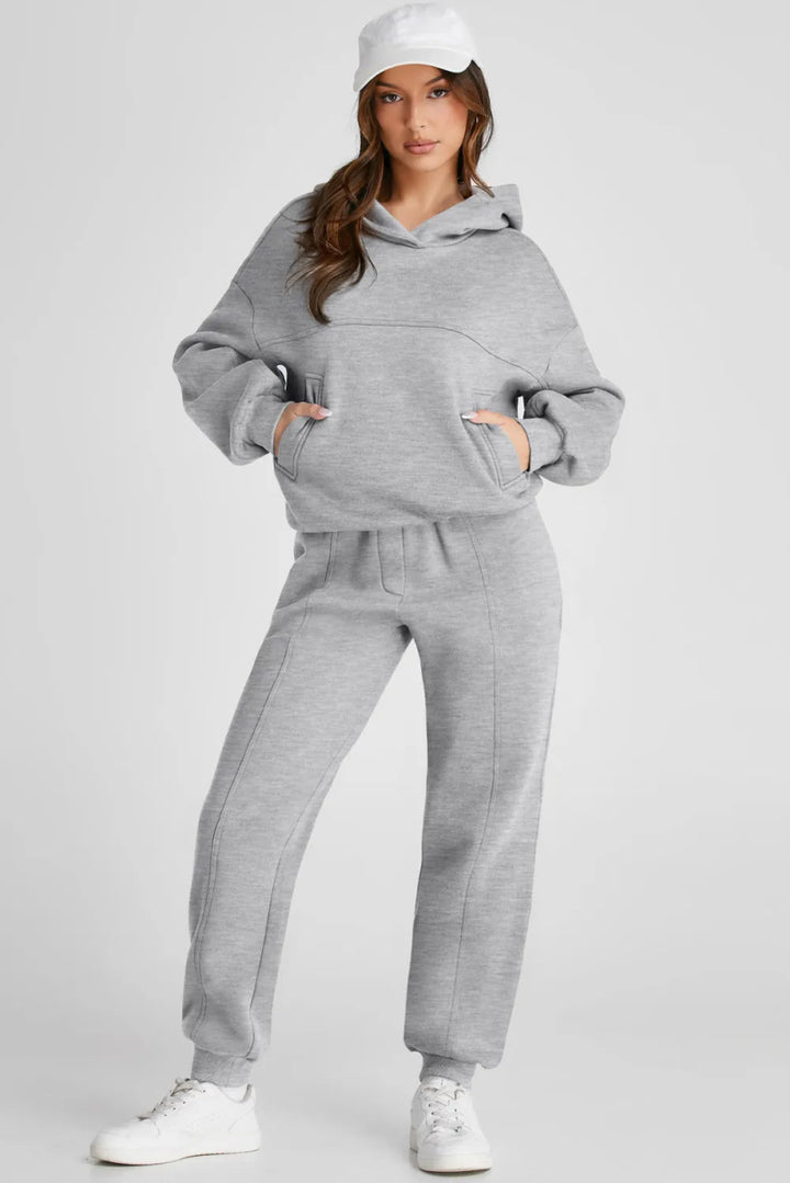Dropped Shoulder Long Sleeve Hoodie and Pants Active Set - Gray - S - 4dea599f - 2ce4 - 4425 - b3a5 - 16fca23370fc - Max - Tatoo Tee