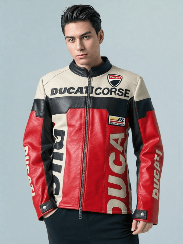 Ducati Leather Vintage Racing Jacket - XS - Ducati Leather Vintage Racing Jacket - Tatoo Tee