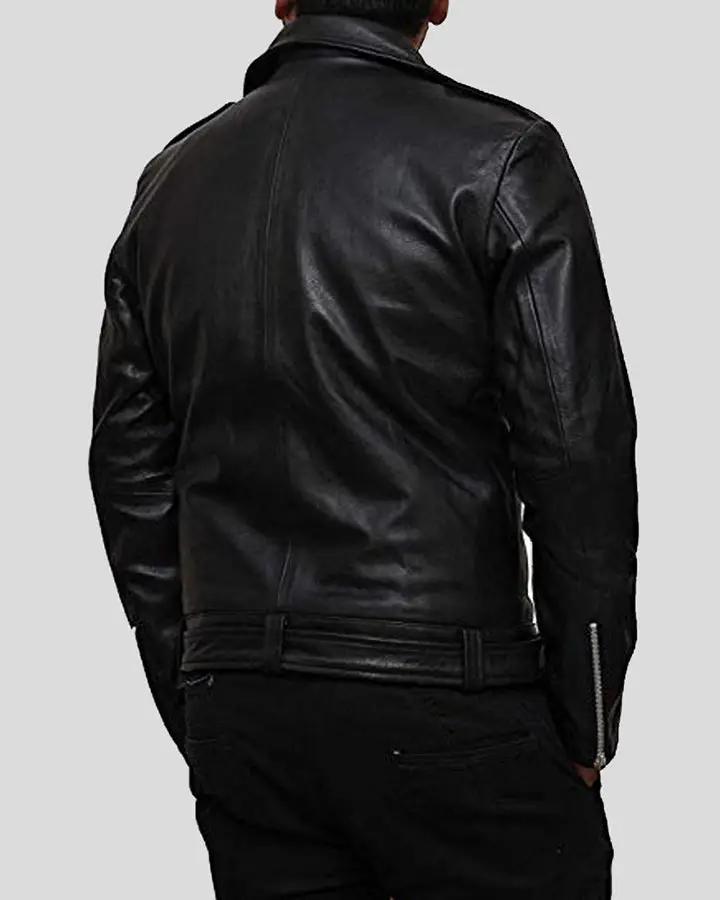 Eden Black Biker Leather Jacket - XS - Eden Black Biker Leather Jacket - Tatoo Tee