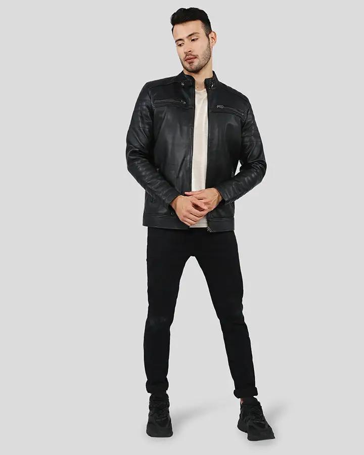 Elon Black Motorcycle Leather Jacket - XS - Elon Black Motorcycle Leather Jacket - Tatoo Tee