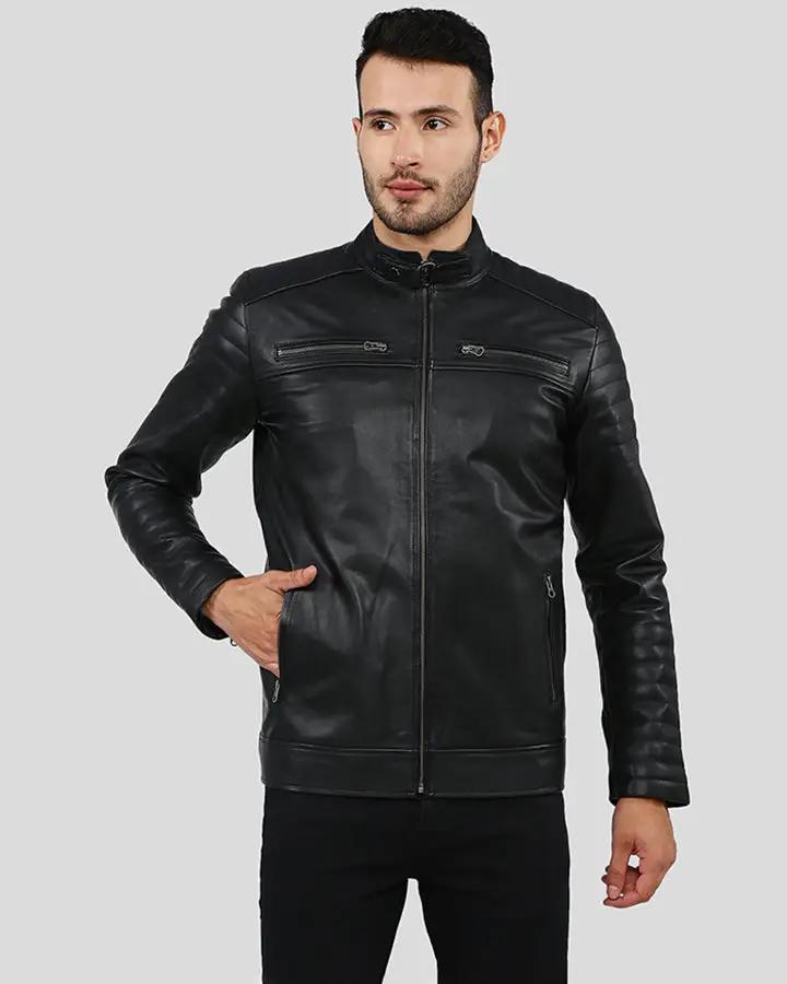 Elon Black Motorcycle Leather Jacket - XS - Elon Black Motorcycle Leather Jacket - Tatoo Tee