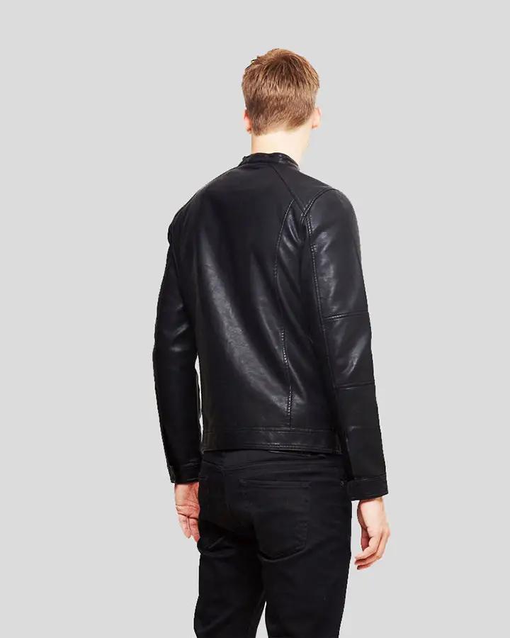 Eric Black Leather Racer Jacket - XS - Eric Black Leather Racer Jacket - Tatoo Tee