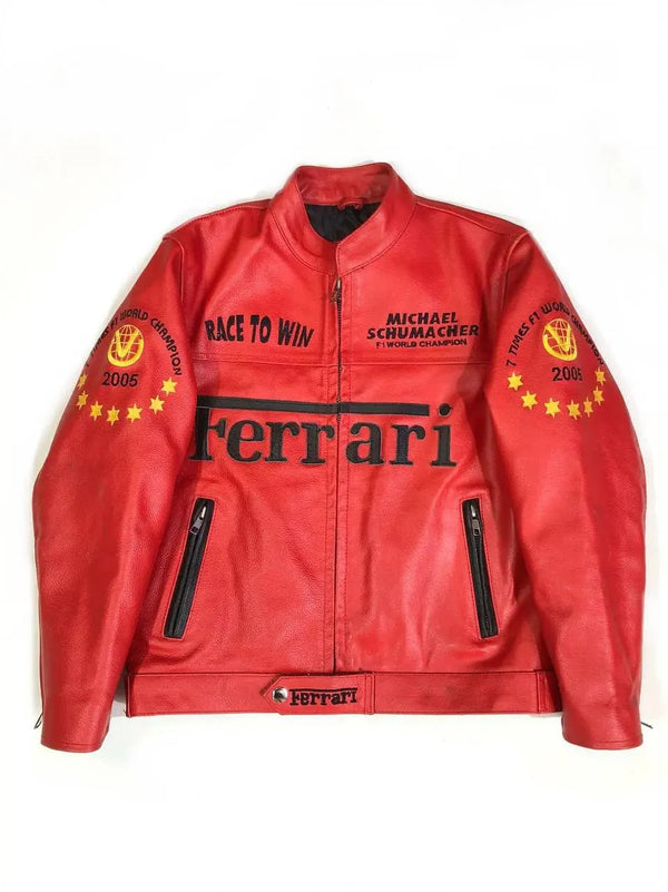 F1 MS Ferrari Red Leather Jacket
