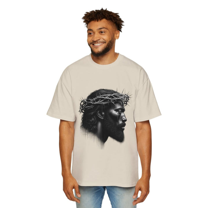 Faith - Inspired Oversized Tee, Graphic T-Shirt, Casual Men’s Wear, Religious Apparel - S - Ecru - Faith - Inspired Oversized Tee, Graphic T-Shirt, Casual Men’s Wear, Religious Apparel - Tatoo Tee