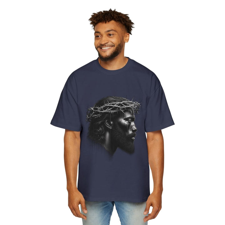 Faith - Inspired Oversized Tee, Graphic T-Shirt, Casual Men’s Wear, Religious Apparel - S - Midnight Blue - Faith - Inspired Oversized Tee, Graphic T-Shirt, Casual Men’s Wear, Religious Apparel - Tatoo Tee