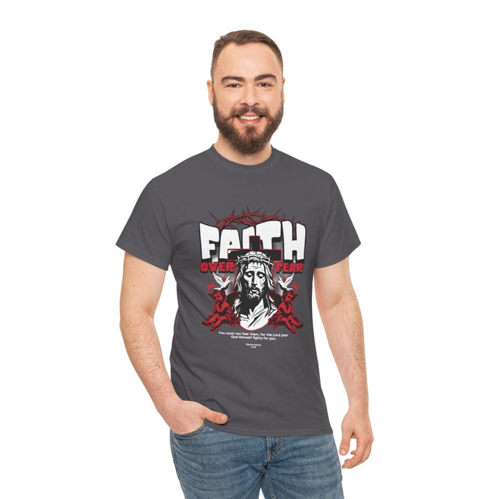 Faith Over Fear Unisex Heavy Cotton Tee - Embrace Courage & Comfort - Antique Cherry Red - S - Faith Over Fear Unisex Heavy Cotton Tee - Embrace Courage & Comfort - Tatoo Tee