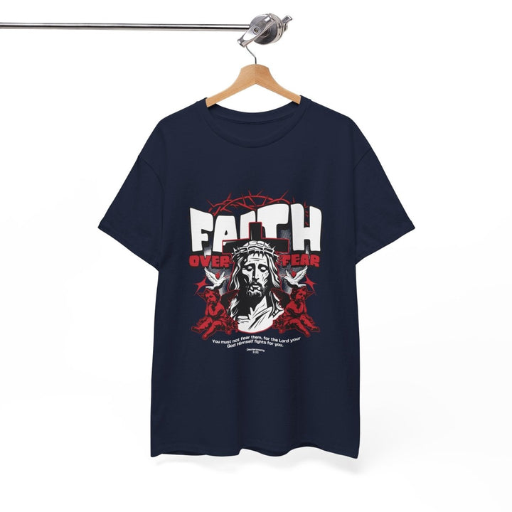 Faith Over Fear Unisex Heavy Cotton Tee - Embrace Courage & Comfort - Antique Cherry Red - S - Faith Over Fear Unisex Heavy Cotton Tee - Embrace Courage & Comfort - Tatoo Tee