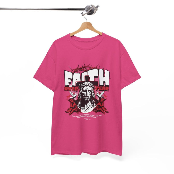 Faith Over Fear Unisex Heavy Cotton Tee - Embrace Courage & Comfort - Antique Cherry Red - S - Faith Over Fear Unisex Heavy Cotton Tee - Embrace Courage & Comfort - Tatoo Tee