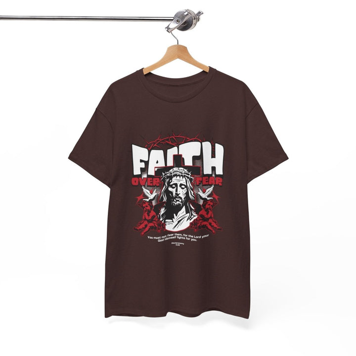 Faith Over Fear Unisex Heavy Cotton Tee - Embrace Courage & Comfort - Antique Cherry Red - S - Faith Over Fear Unisex Heavy Cotton Tee - Embrace Courage & Comfort - Tatoo Tee