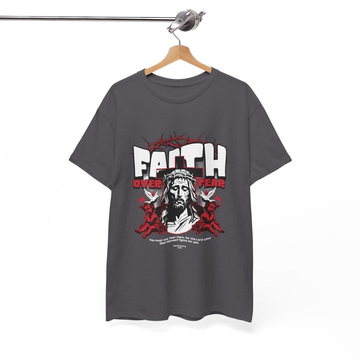Faith Over Fear Unisex Heavy Cotton Tee - Embrace Courage & Comfort - Antique Cherry Red - S - Faith Over Fear Unisex Heavy Cotton Tee - Embrace Courage & Comfort - Tatoo Tee