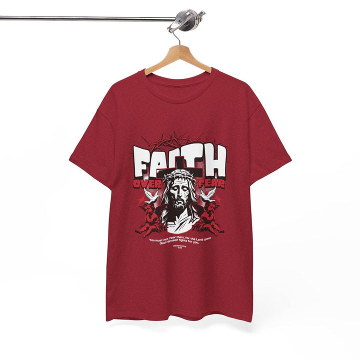 Faith Over Fear Unisex Heavy Cotton Tee - Embrace Courage & Comfort - Antique Cherry Red - S - Faith Over Fear Unisex Heavy Cotton Tee - Embrace Courage & Comfort - Tatoo Tee