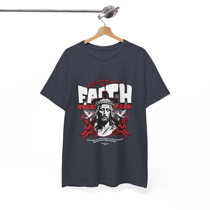 Faith Over Fear Unisex Heavy Cotton Tee - Embrace Courage & Comfort - Antique Cherry Red - S - Faith Over Fear Unisex Heavy Cotton Tee - Embrace Courage & Comfort - Tatoo Tee