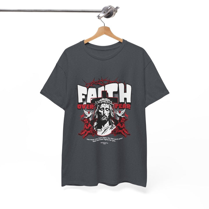 Faith Over Fear Unisex Heavy Cotton Tee - Embrace Courage & Comfort - Antique Cherry Red - S - Faith Over Fear Unisex Heavy Cotton Tee - Embrace Courage & Comfort - Tatoo Tee